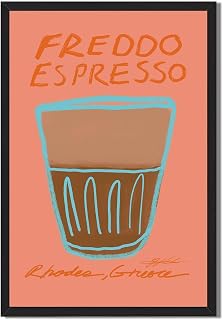 Framed Freddo Espresso Poster Canvas Print Art, Modern Funky Wall Art, Painting, Pictures, Wall Decor, Trendy, Home Decor, Bar, Apartment. (Black Framed,12L X16W)