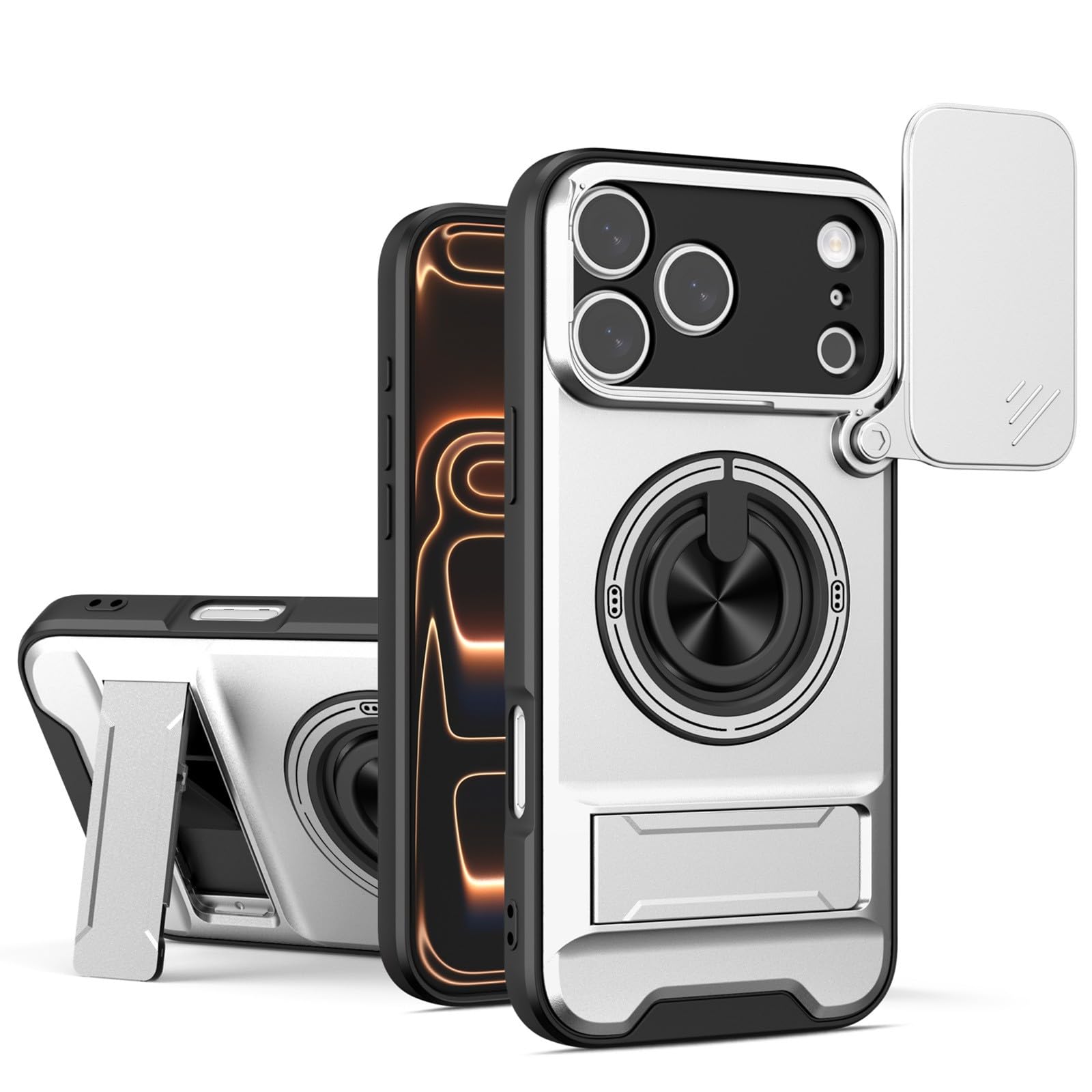 Coque Xiaomi 15T argent antichoc avec protège-objectif coulissant rigide - 8