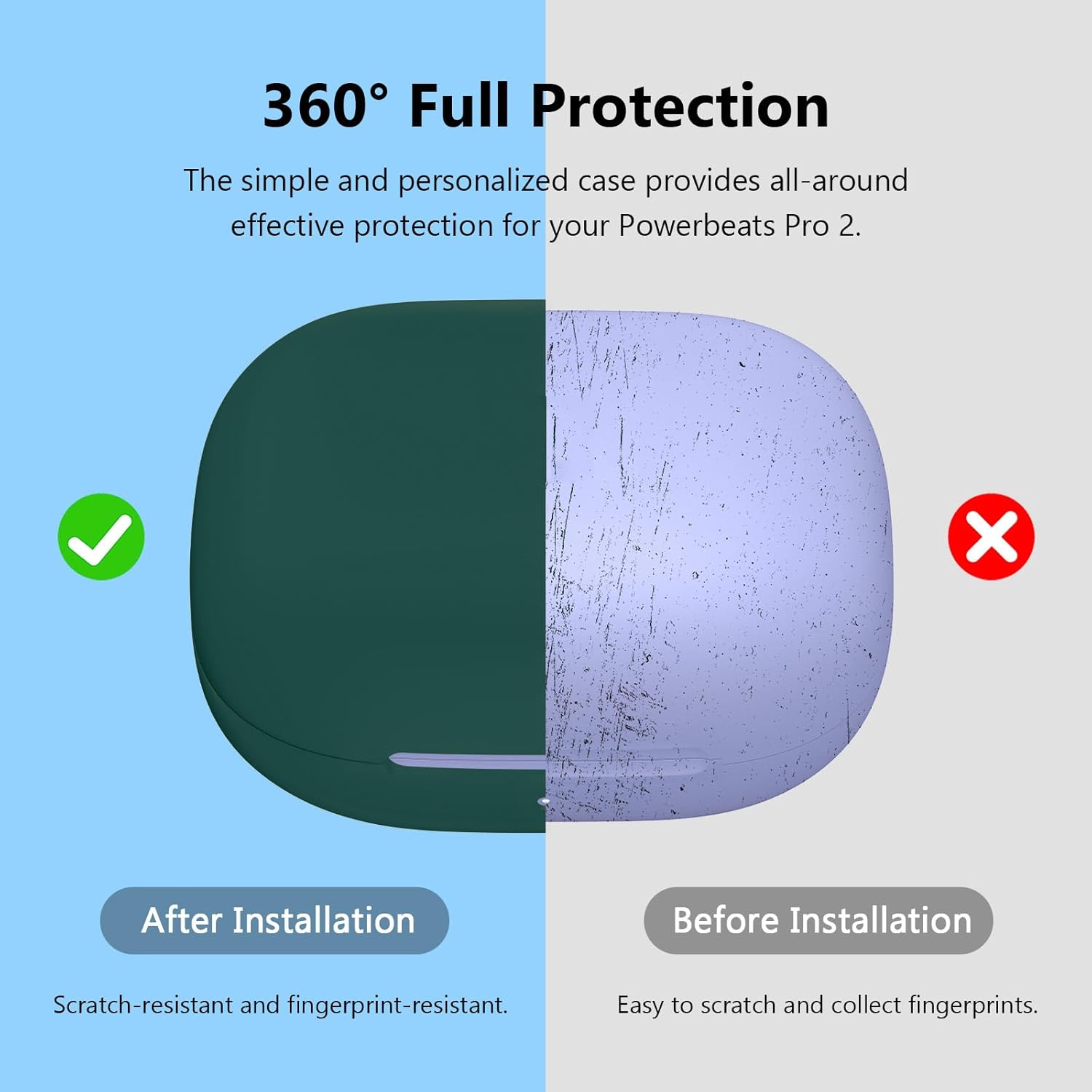 Compatible with Beats Powerbeats Pro 2 Case Cover, Soft Silicone Full Protective Cover with Keychain for Women Men Compatible with Beats Powerbeats Pro 2 Charging Case, Front LED Visible (Green) - Image 4