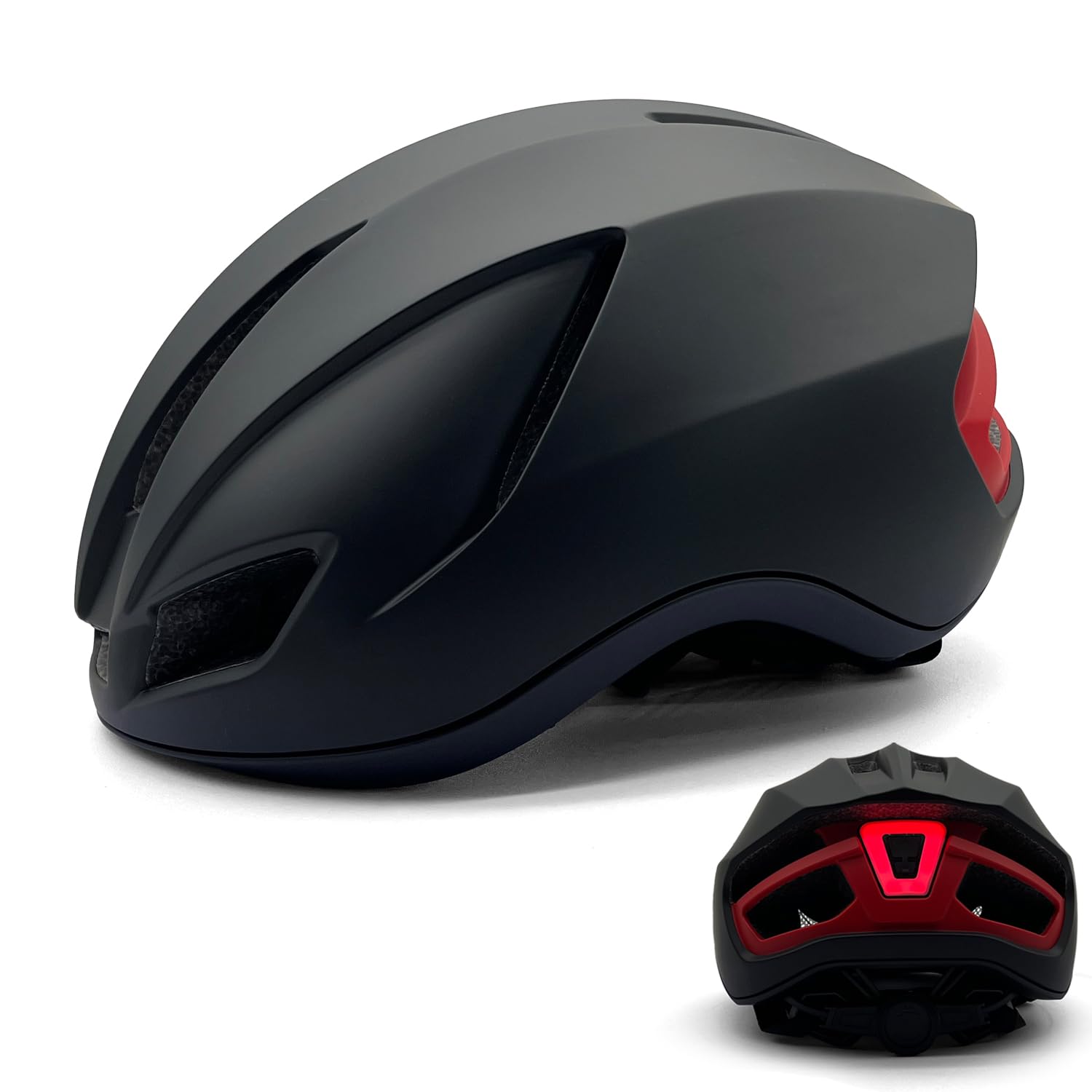 Casco da bicicletta con luce LED, ultraleggero, per uomo e donna, con luce posteriore, 56-60 cm