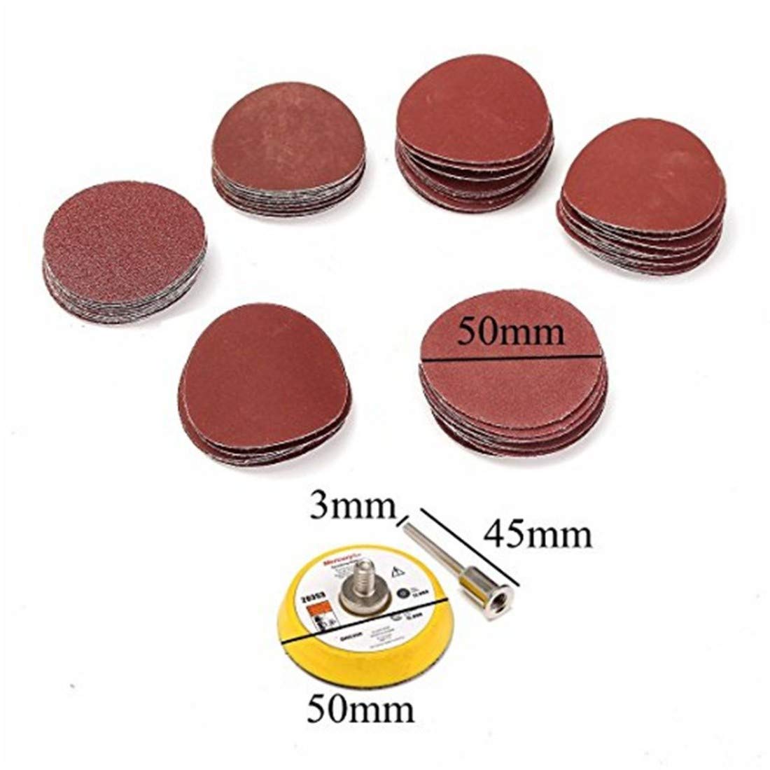 DIY Crafts Pack Of 50 Pcs, Sand Paper + Backer Pad + M10 Nut, 3'' inch Sandpaper Disk with 3'' inch Backer Pad M10 Drill (Pack Of 50 Pcs, Sand Paper + Backer Pad + M10 Nut) 2