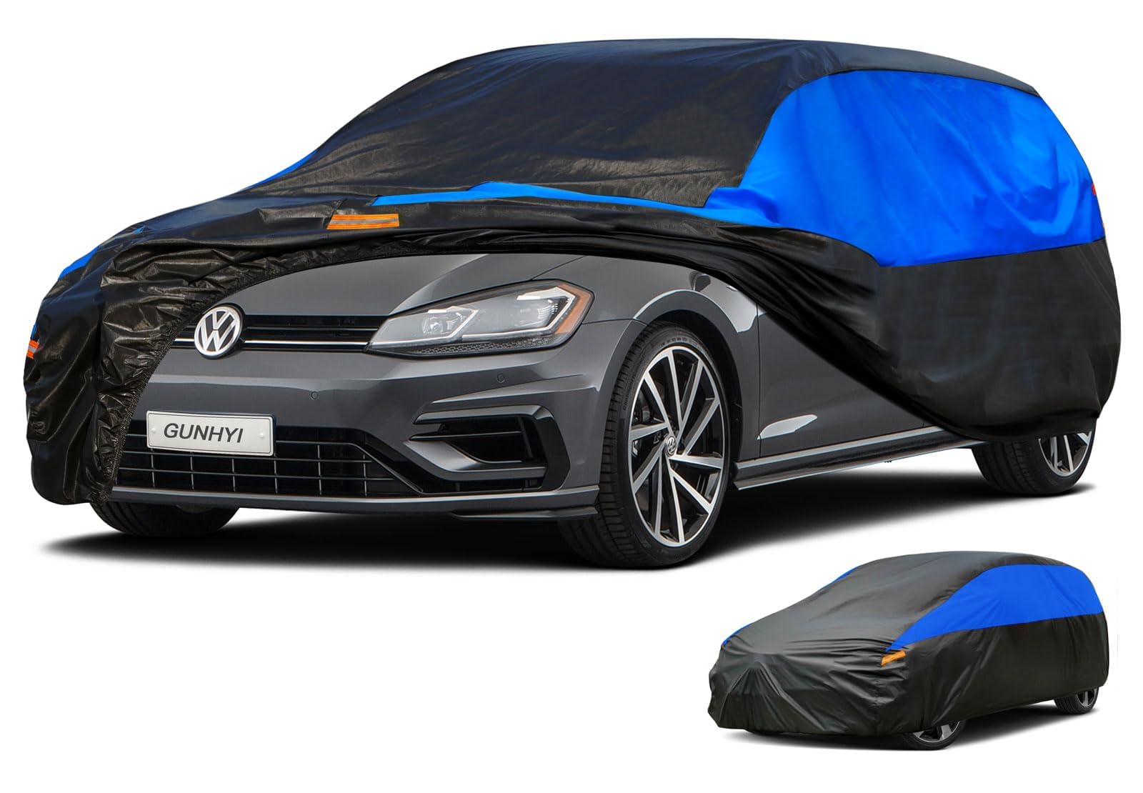 Gunhyi Bâche Voiture Exterieur Respirante et Étanche pour Tous Temps, Housse Voiture Protection Anti-UV Contre, la Poussière, la Pluie, Universelle pour Golf 308 Captur 1 Serie Classe A(415-450CM) 2L
