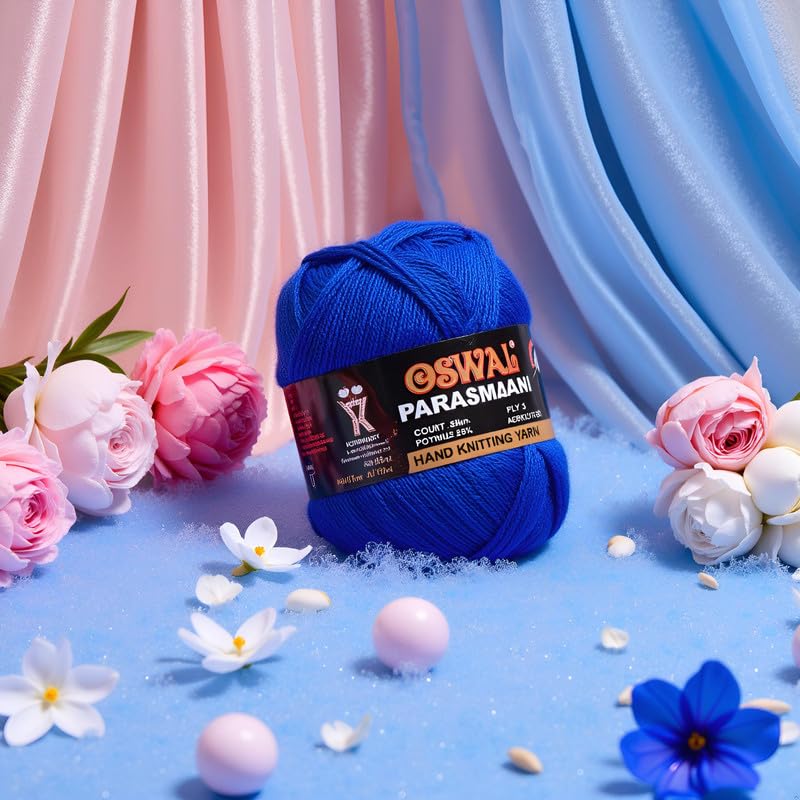 Image of M.G ENTERPRISE Os wale 3 Ply Knitting Yarn Wool, Royal 600 gm Best Used with Knitting Needles, Crochet Needles Wool Yarn for Knitting. by M.G ENTERPRISE Os wal X