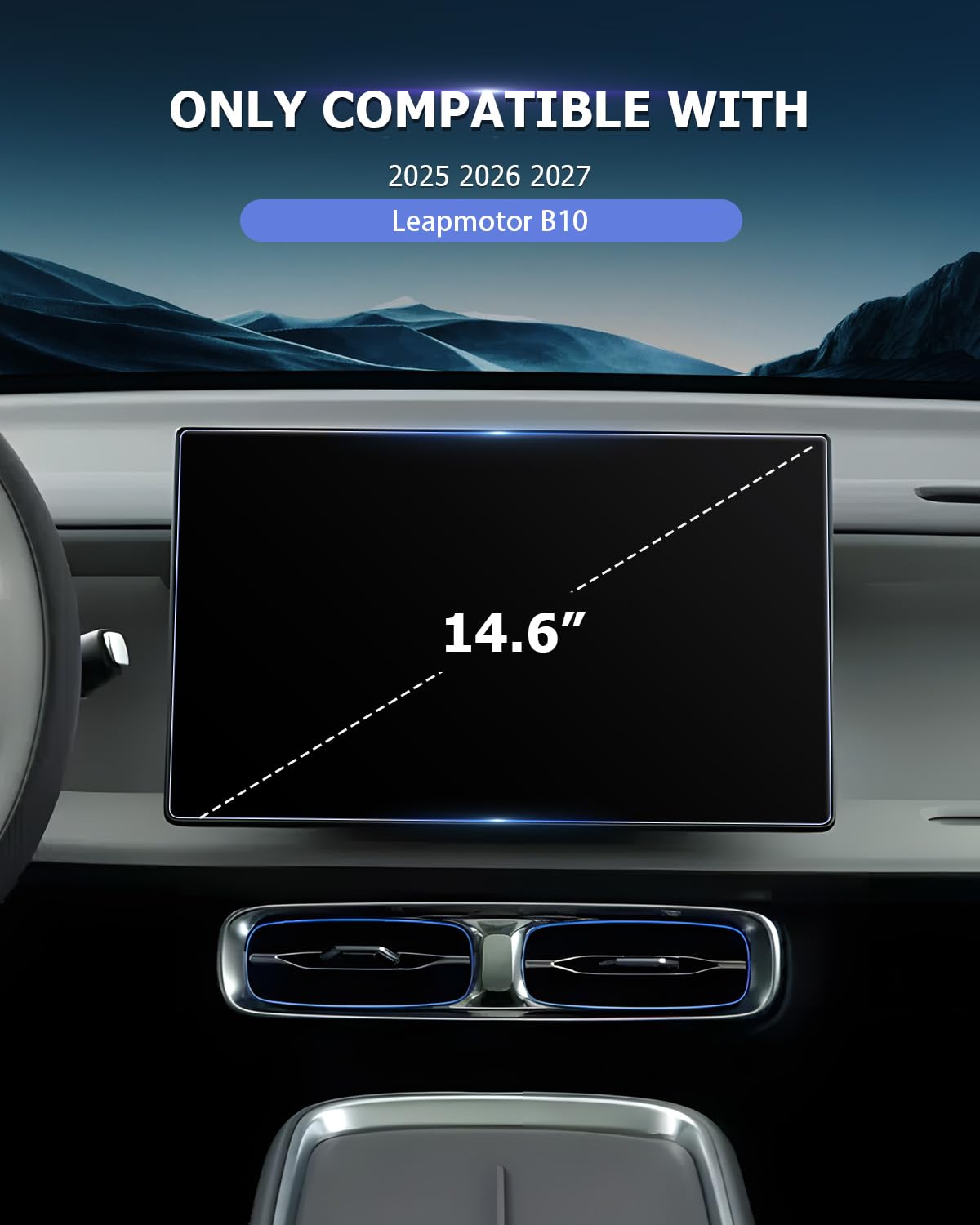 LUWU Compatibile con Leapmotor B10 2025 2026 2027 Navigation Pellicola Protettiva 14,6 Pollici GPS HD Vetro Temperato Pellicola Protettiva 9H Antigraffio Leap Motor B10 Accessori