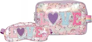 OMG! Accessories Miss Gwen LOVE Travel Cosmetic Pouch & Sleep Eye Mask Set, Lavender