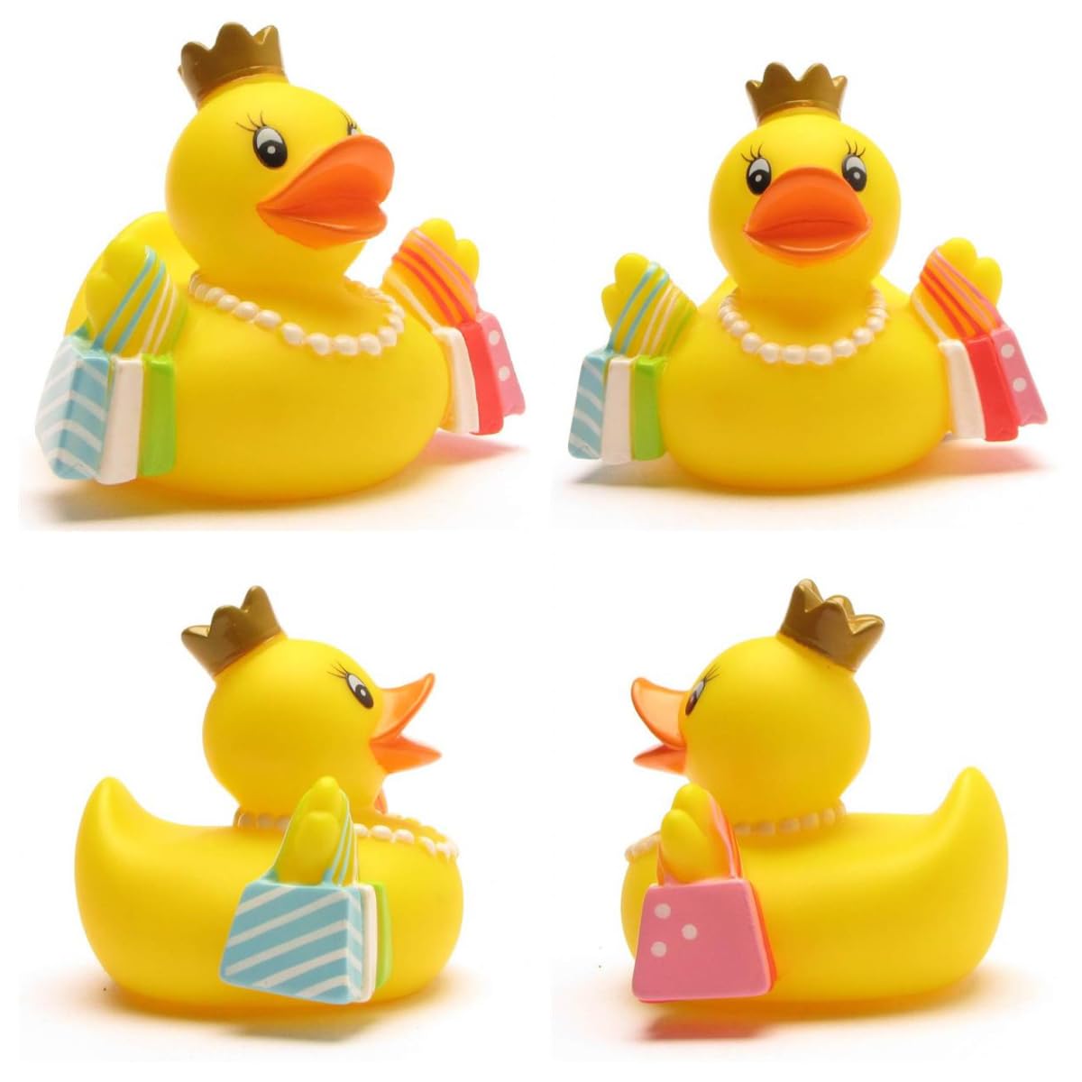 Duckshop Badeente „Shopping Queen“ – Inkl. Schlüsselanhänger – Quietschente 8 Cm – Lustiges Geschenk Für Erwachsene & Kinder