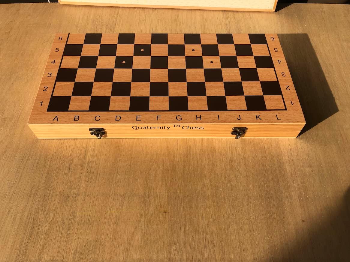 Quaternity Chess Basic52 (IQCA) Large Foldable Wooden Chess Board Game 4 Player Wooden Pieces