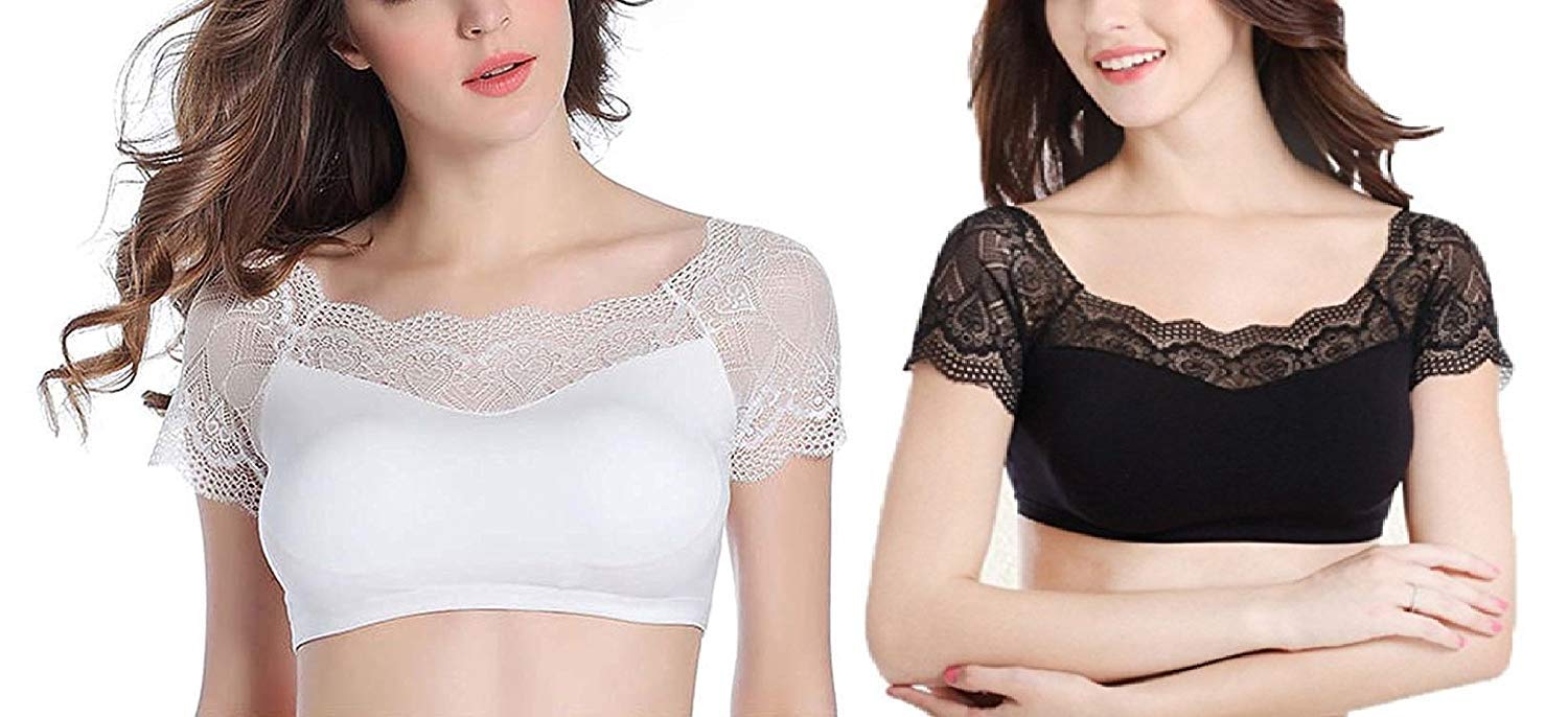 Shoppy HomesWomen's Spandex & Cotton Lightly Padded with Removable Pads Bralette Bra (sh blouse_White & Black_32)