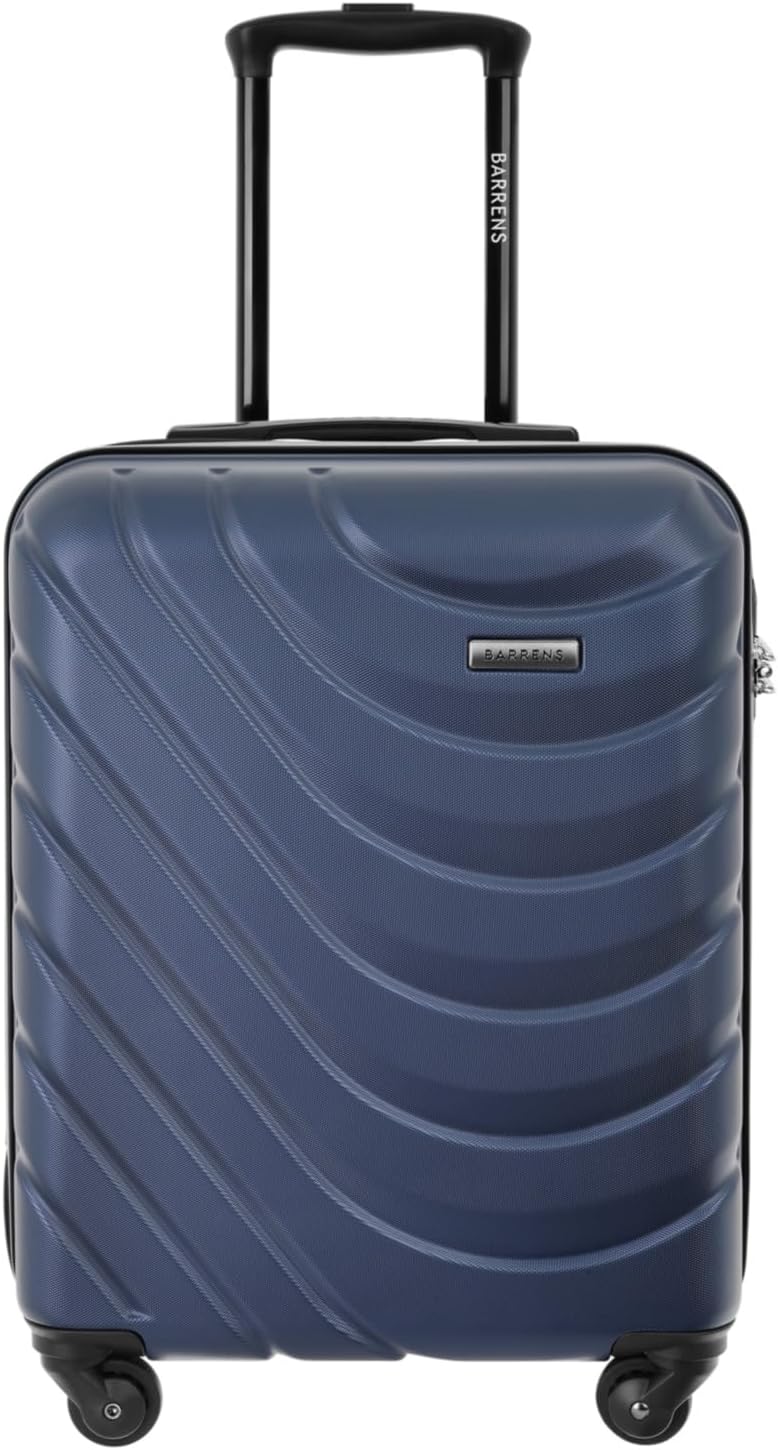 BARRENS Valise à Coque Dure | Bagage Cabine | 55x39x20cm | 34 L | ABS | Pour Voyage | 4 roulettes | Poignée Flexible | Compatible avec Les compagnies aériennes | Bleu foncé
