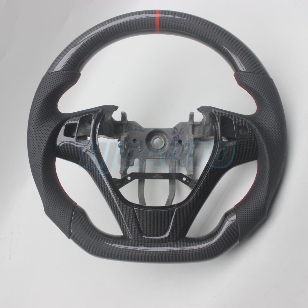 Replacement D Shape Leather Real Carbon Fiber Steering Wheel Compatible With Hyundai Genesis Coupe 2010-2016 (With Buttons Paddles)
