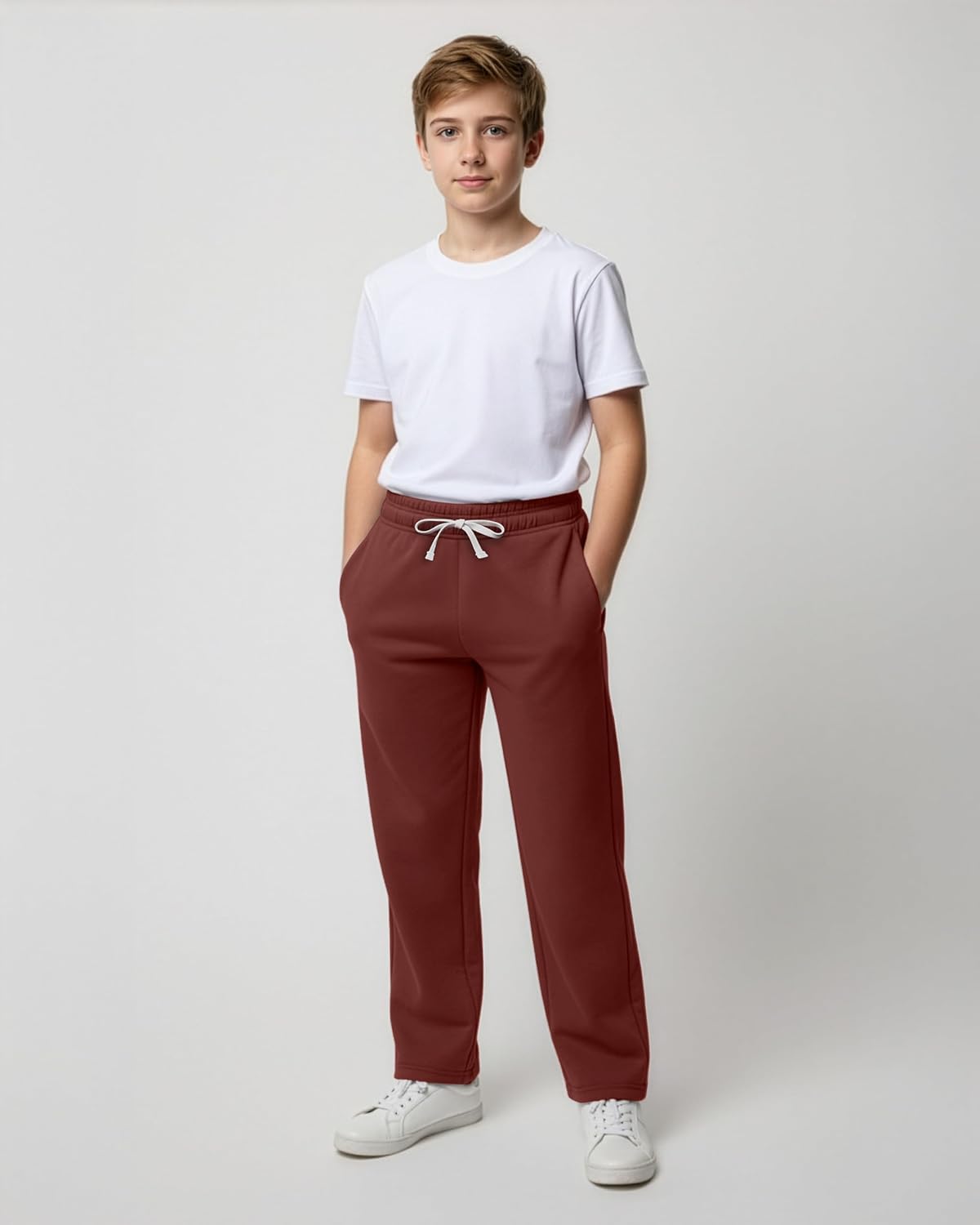 Real Essentials 3 Pack: Boys' Tech Fleece Open Bottom Sweatpants with Pockets (Size 6-24) - Image 4