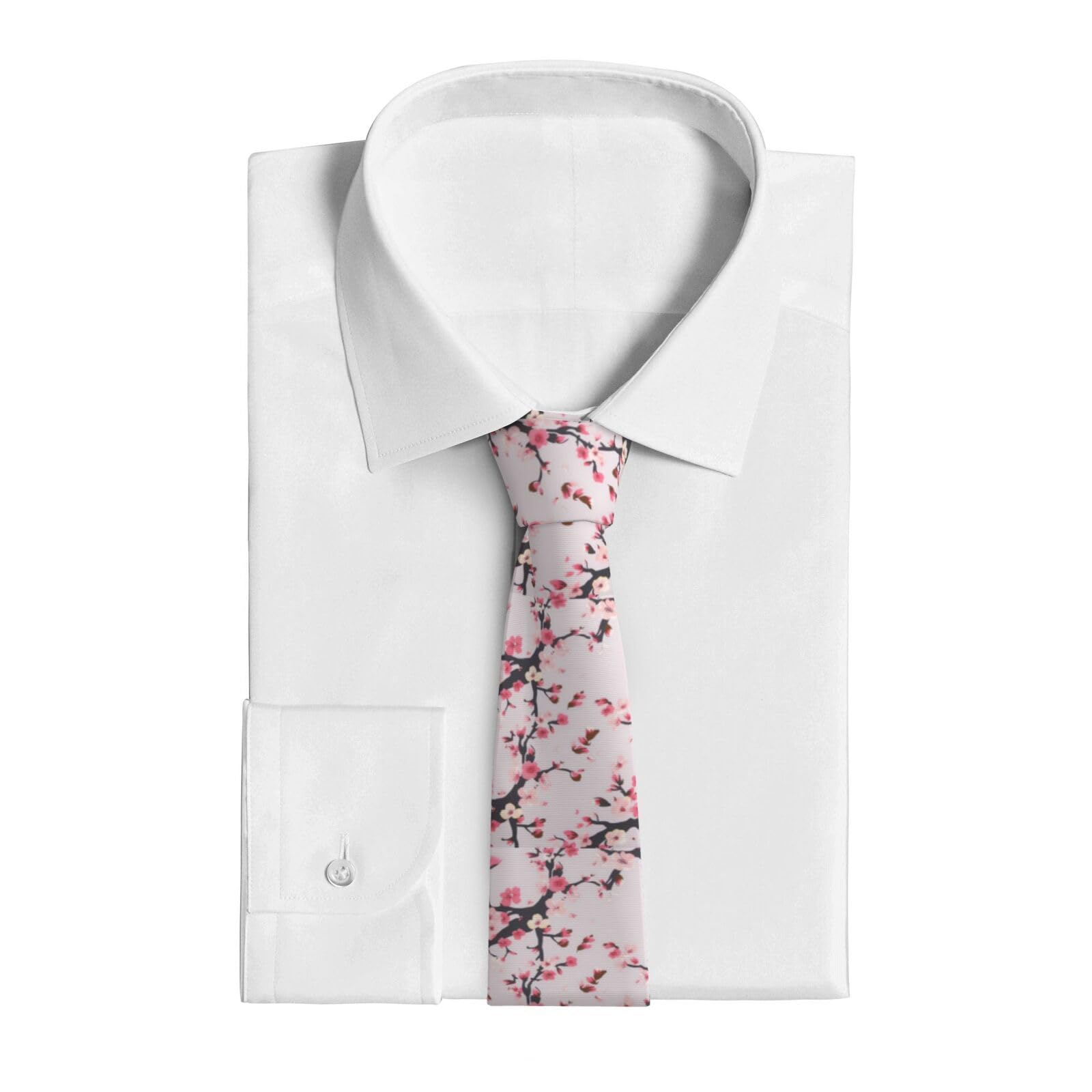 RLDOBOFE Neckties for Men Business Casual Necktie Men Cherry Blossoms Ties for Weddings Dances Neck Tie for Men