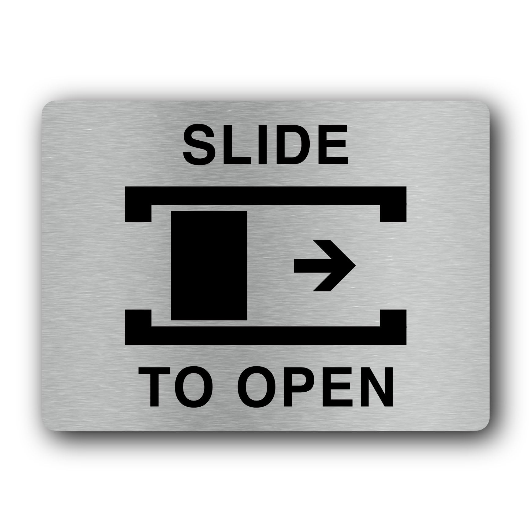 Slide to open instruction Sign – 19.0x14.0cm Brushed Aluminium