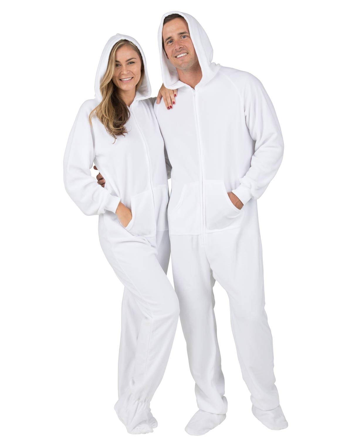 Footed PajamasAdult Fleece Hoodie One Pieces | One-Piece Pajama Jumpsuits for Men and Women Pjs | Unisex