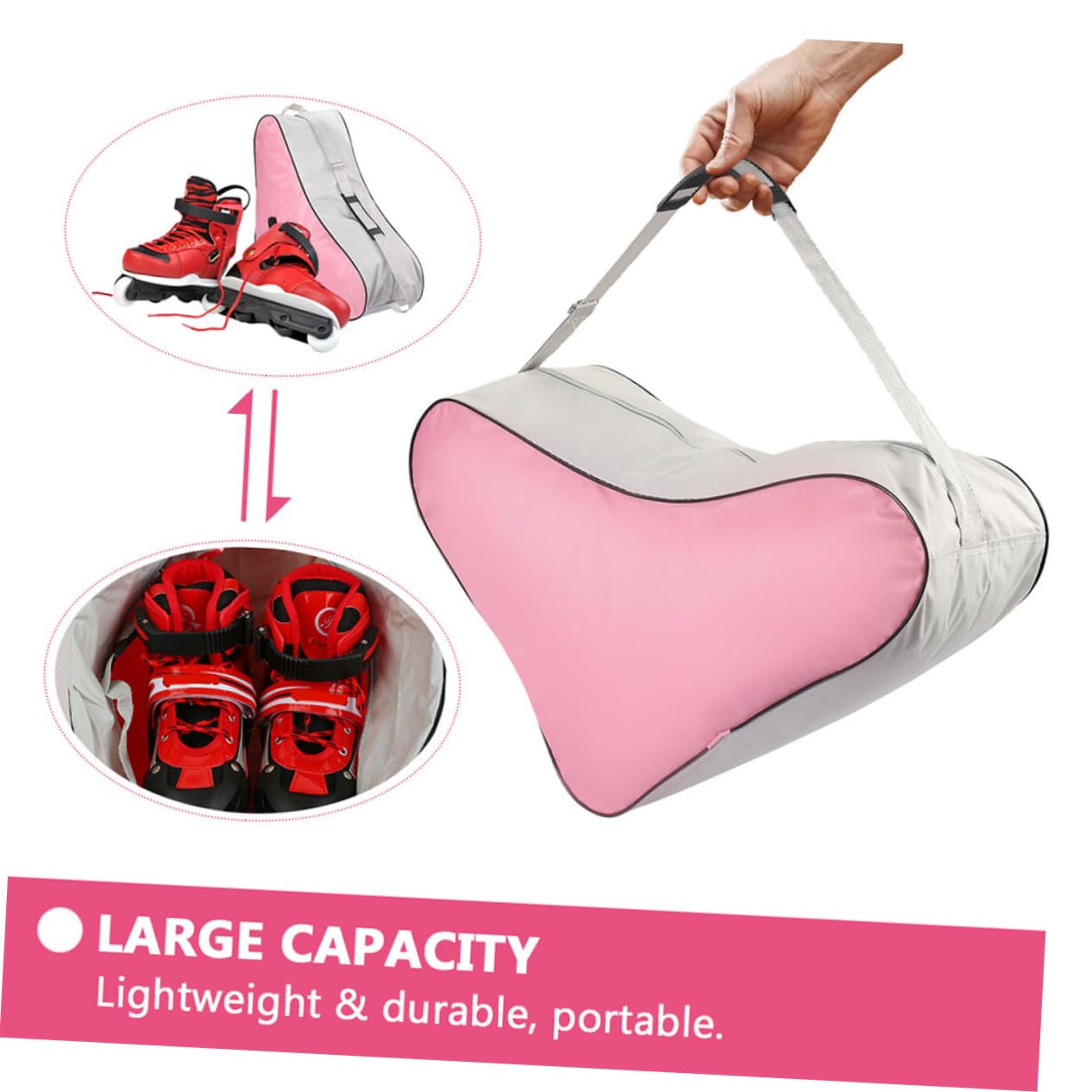 Kisangel Borsa Pattini Rotelle a Mano Triangolare Rosa 2 Pezzi | Pattini da Ghiaccio e Roller, Formato Pratico, Adatta a Molte Occasioni, Design Compatto
