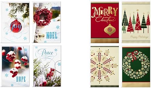 Hallmark Surtido de tarjetas de Navidad, 24 tarjetas con sobres, iconos elegantes