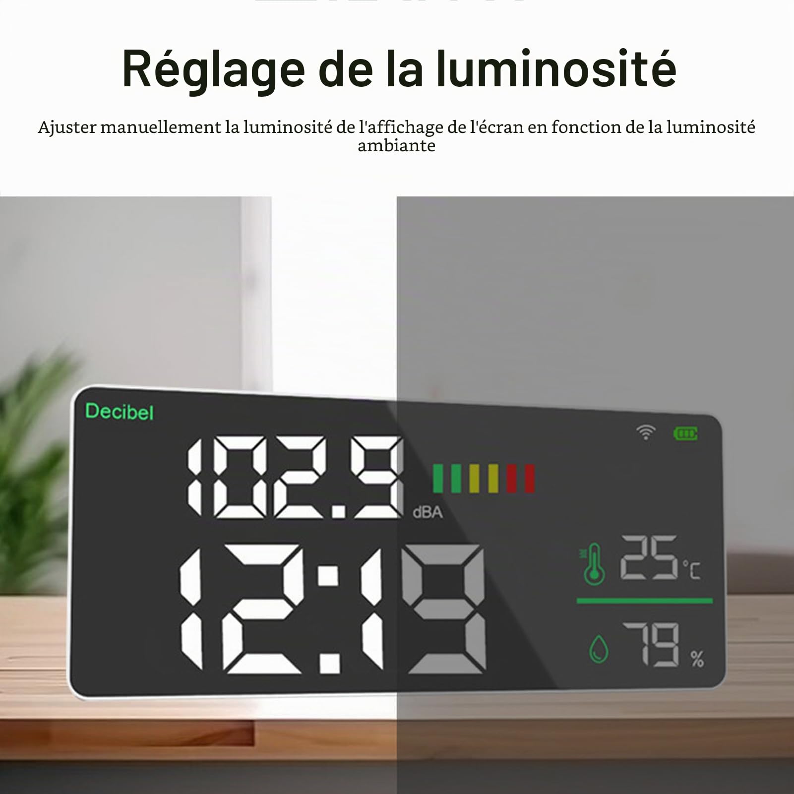 Sonomètre 11 pouces grand écran LED testeur de décibels avec WiFi et application mobile pour maison bureau studio usine salle de classe mesure sonore précise