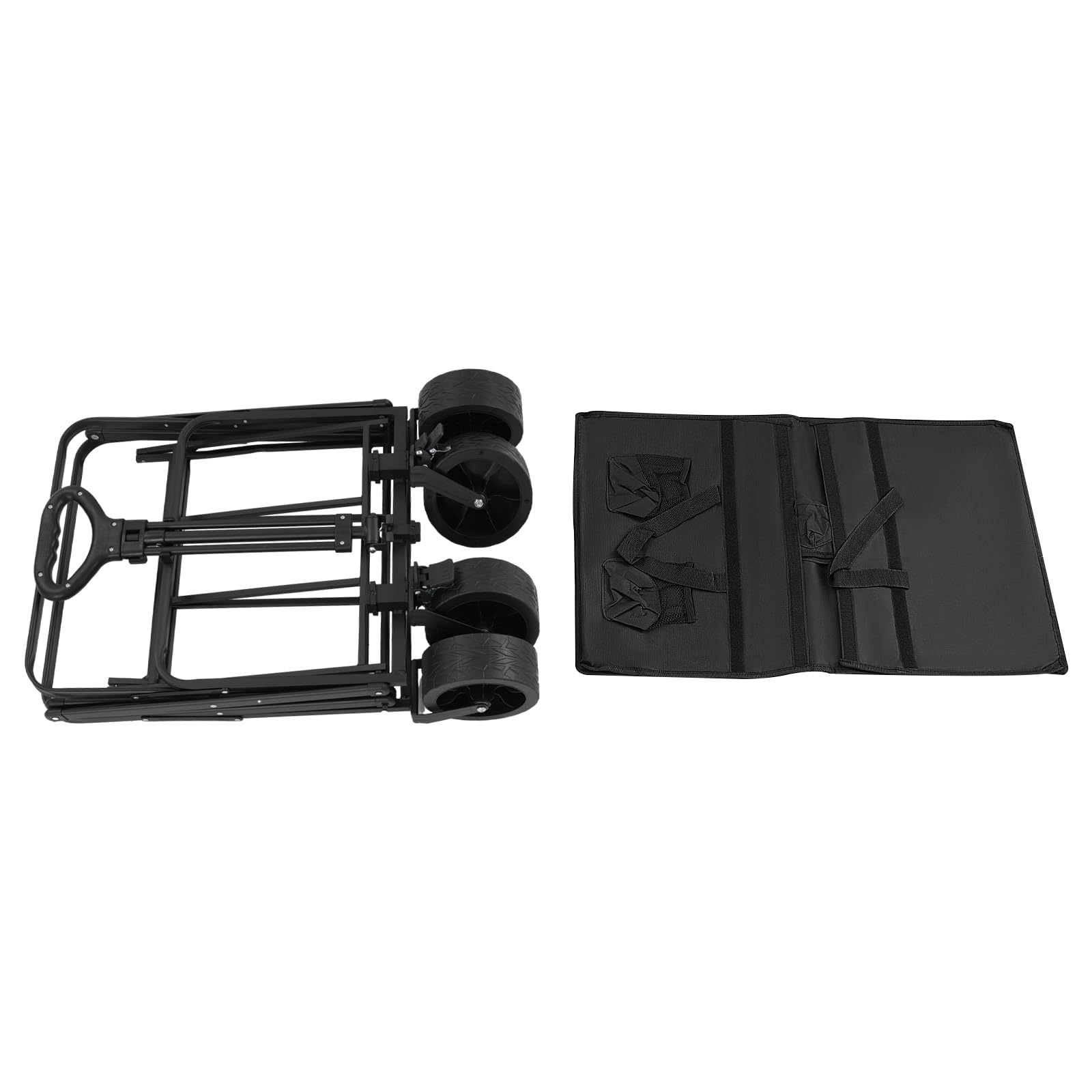 Carretilla de mano plegable de 5/8 pulgadas, carro de camping plegable con asa, capacidad de carga 90 kg/115 kg, carro de mano plegable, 4 ruedas desmontables para compras, camping, jardín (negro, 8