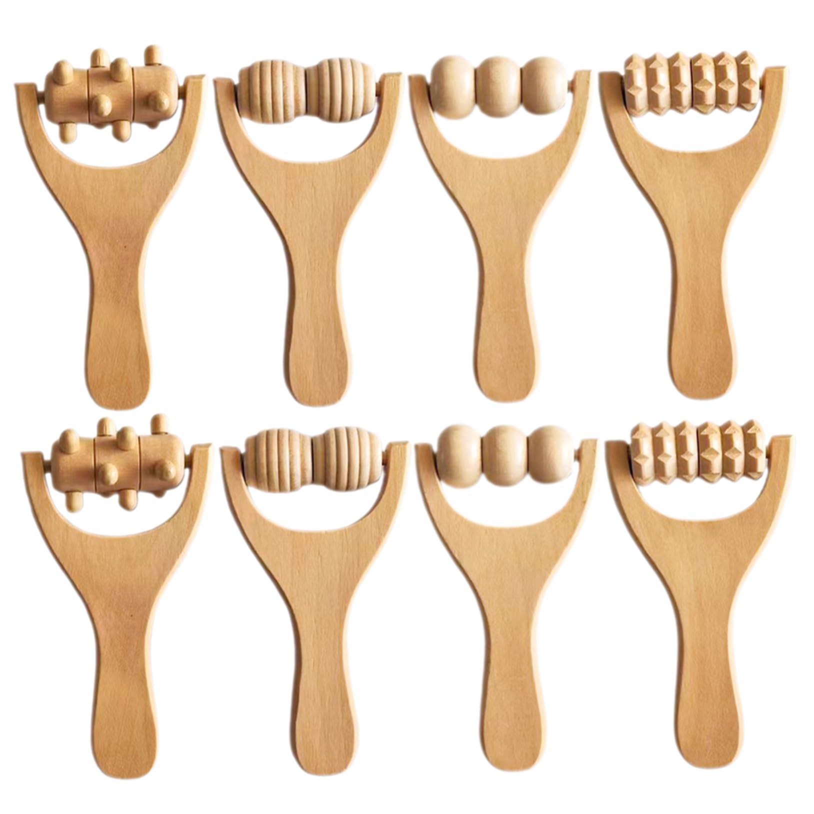 8 Stück Teiliges Holz massagewerkzeug mit Ergonomischem Griff Tragbarer Körper Fußroller für Tiefengewebemassage Natürliche Holzqualität für Nacken Schulter Rückenentspannung