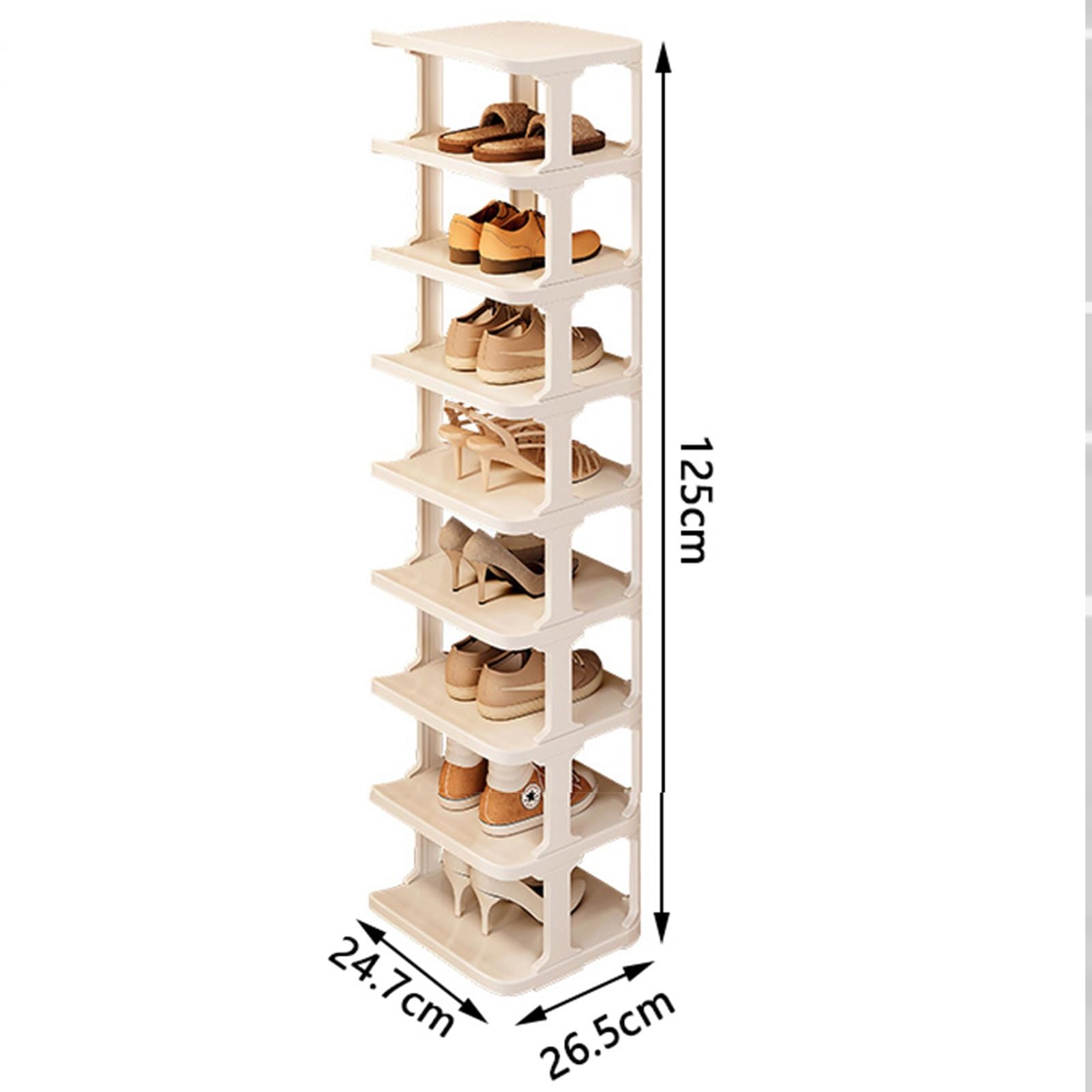Étagère à chaussures empilable extensible à 1 8 niveaux pour économiser de l'espace avec étagères incurvées et support étroit pour placard, entrée, chambre à coucher (noir, 3 niveaux)