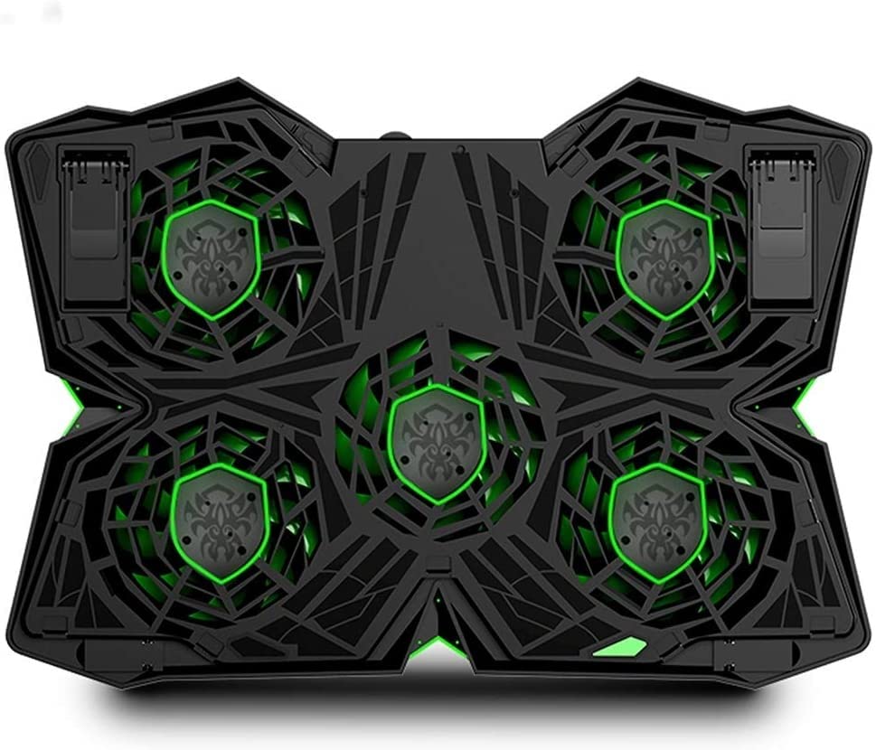 Base refrigeradora para laptop con 5 ventiladores, soporte refrigerador para portátiles de 12 a 17 pulgadas, con 2 puertos USB 2.0 y velocidad del viento ajustable miniatura 2