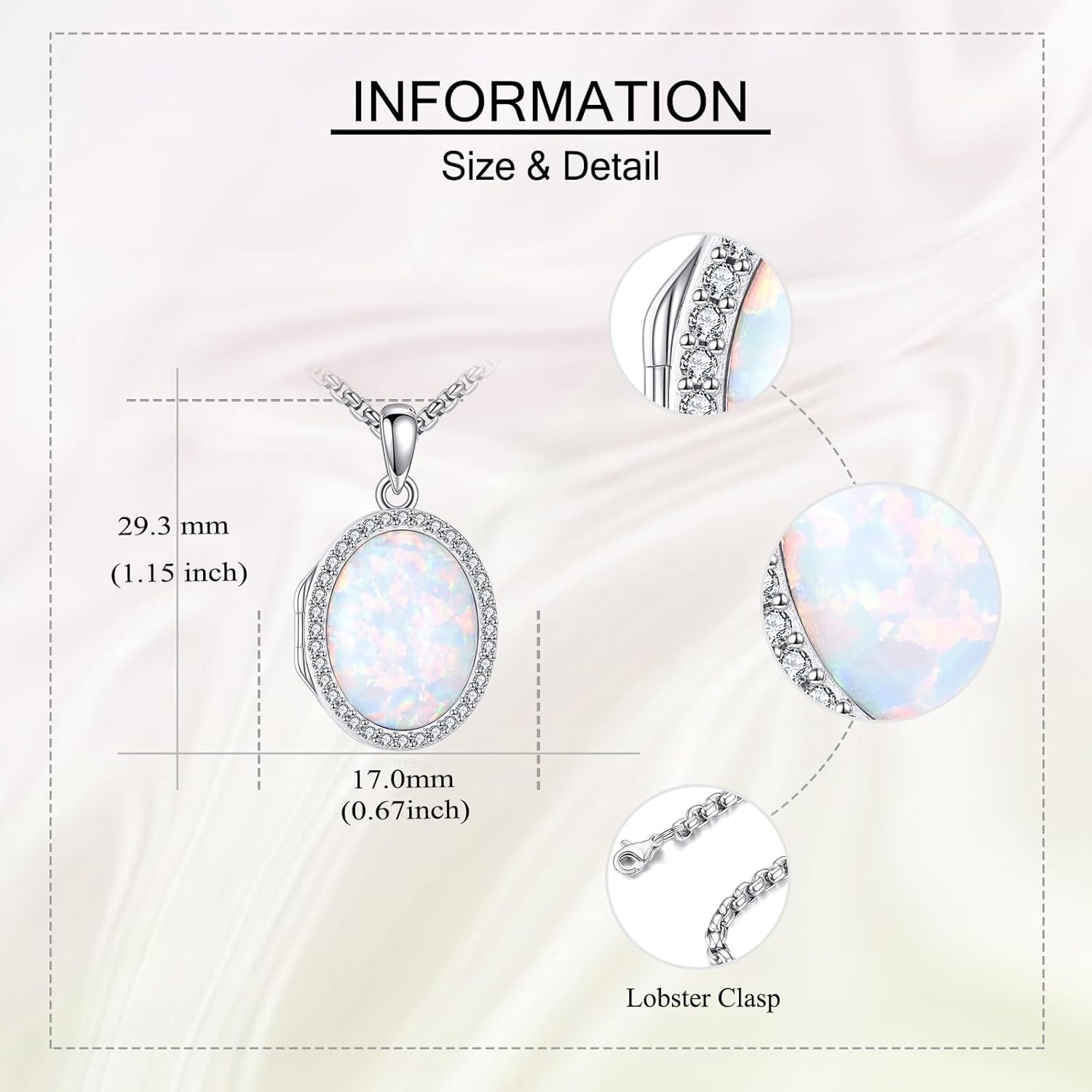 Locket Necklace Sterling Silver Turquoise/Opal/Moss Agate/Moonstone/Black Onyx/Lapis Lazuli/Blue Opal/Malachite Locket Photo Necklace Turquoise Jewelry Memorial Gifts for Women Mom Wife