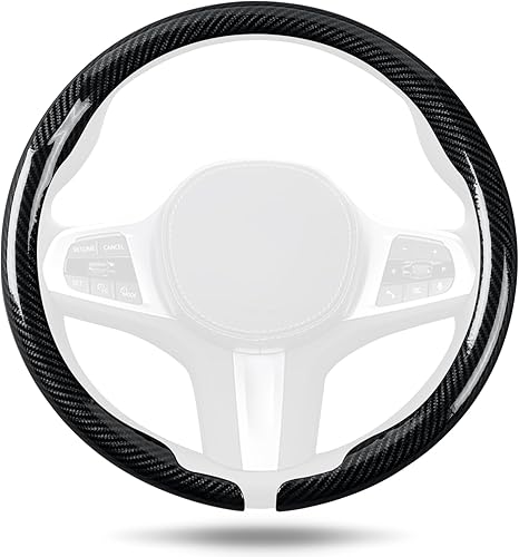 Funda de cuero para volante de auto Aimato de fibra de carbono, funda ultradelgada para volante de auto, microfibra cómoda y transpirable, ajuste