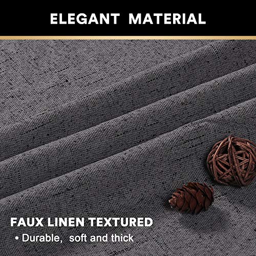 100% Blackout Curtains Primitive Linen Textured Curtain Drapes For Bedroom Full Light Blocking Window Curtains Draperies For Living Burlap Fabric Soft With White Liner (52"W X 63"L, Grey) #TOP3