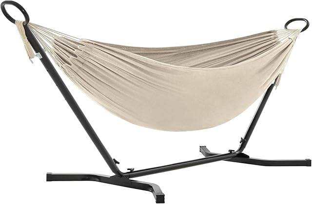 SONGMICS SONGMICS Hängematte mit Gestell, 210 x 150 cm, auf 5 Verschiedene Höhen verstellbar, Gestell aus Metall, bis 240 kg belastbar, für — Hängematten