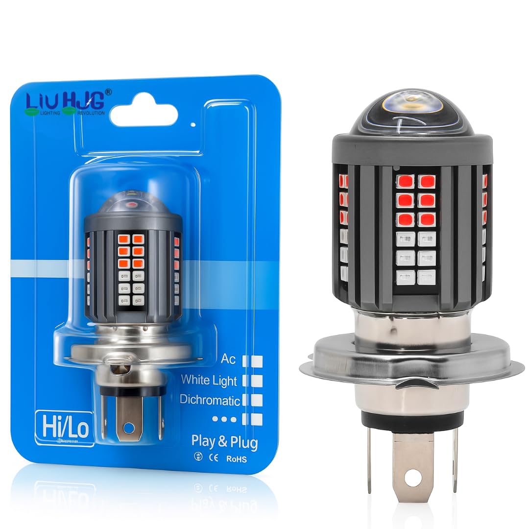 Super Bright 60 LED H4 Headlight Bulb Waterproof & Dustproof High/Low Beam 60W 12V DC Power Yellow/White & Red/Blue Light Reflection Universal Fit for All Bikes & Cars (Pack of 1)-image-24