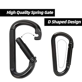 EZYA Carabiner Clip, 860lbs, 3 Iron Heavy Duty Carabiner, D Shape Hook - Hammocks, Camping, Hiking Accessories, Keychains, Caribiniers for Dog Leash, Yoga Swing, Gym etc, Black, 6pcs