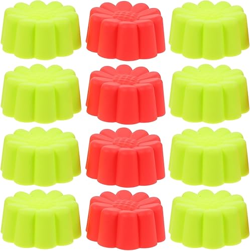 12 moldes de silicona con forma de girasoles para hornear muffins, reutilizables, resistentes al calor, moldes antiadherentes para tartas (color al