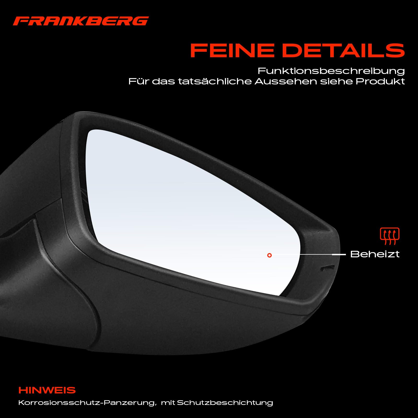 Frankberg Specchietto retrovisore esterno manuale destro a 2 Poli | Compatibile con: Polo 6C1 6R1