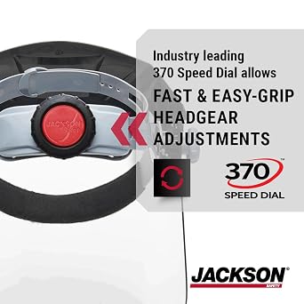 Jackson Safety F4XP Premium Face Shield with Wraparound Window and 370 Speed Dial Headgear, Lightweight, ANSI Z87.1 + High Impact - for Work, Grinding, Cutting