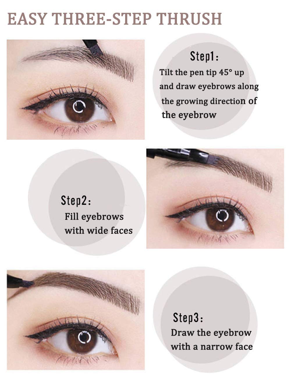 Lápiz de cejas, cejas microblading de 4 puntos, crea maquillaje duradero profesional de aspecto natural, cubre áreas escasas, pluma de cejas impermeable a diario. 5