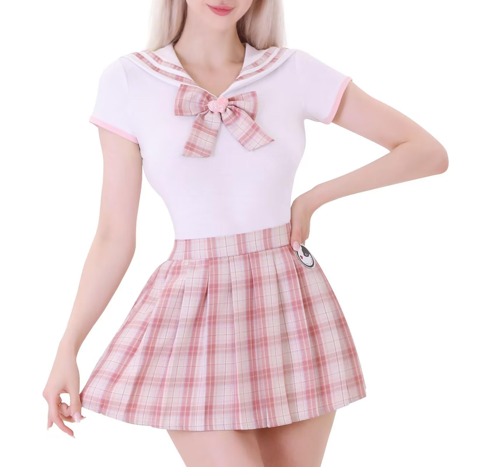 Landofgenie Damen Onesie Baumwolle Bodysuit Set für Damen Cosplay JK-Uniform Mädchen Rock-Sets