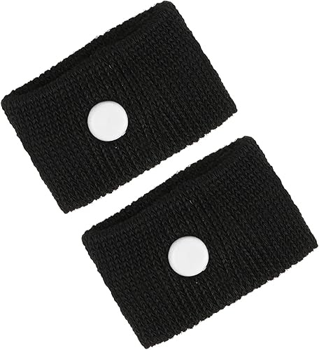 Miniatura 8 de Pulseras antináuseas de acupresión para el mareo del automóvil, viaje volador para avión, autobús para niños y adultos para el embarazo (negro)