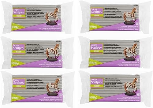 M02370x6-FS Super Sculpey Firm Grey Paquete de 6 arcilla polimérica de 6 libras MOREZMORE