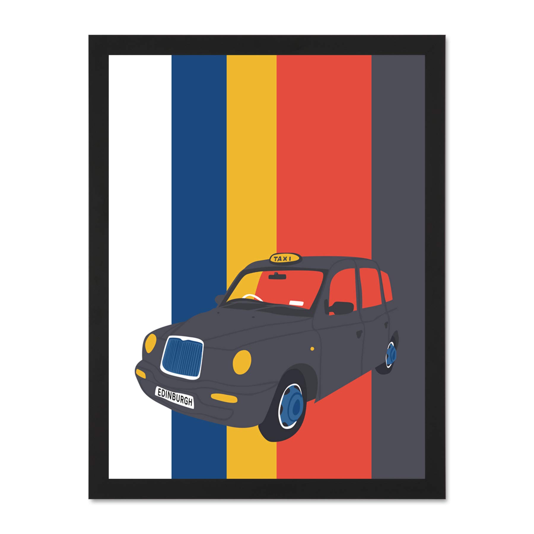 Wee Blue Coo Edinburgh Transport Taxi 18x24 Large Framed Art Print Poster Wall Decor 18x24 inch