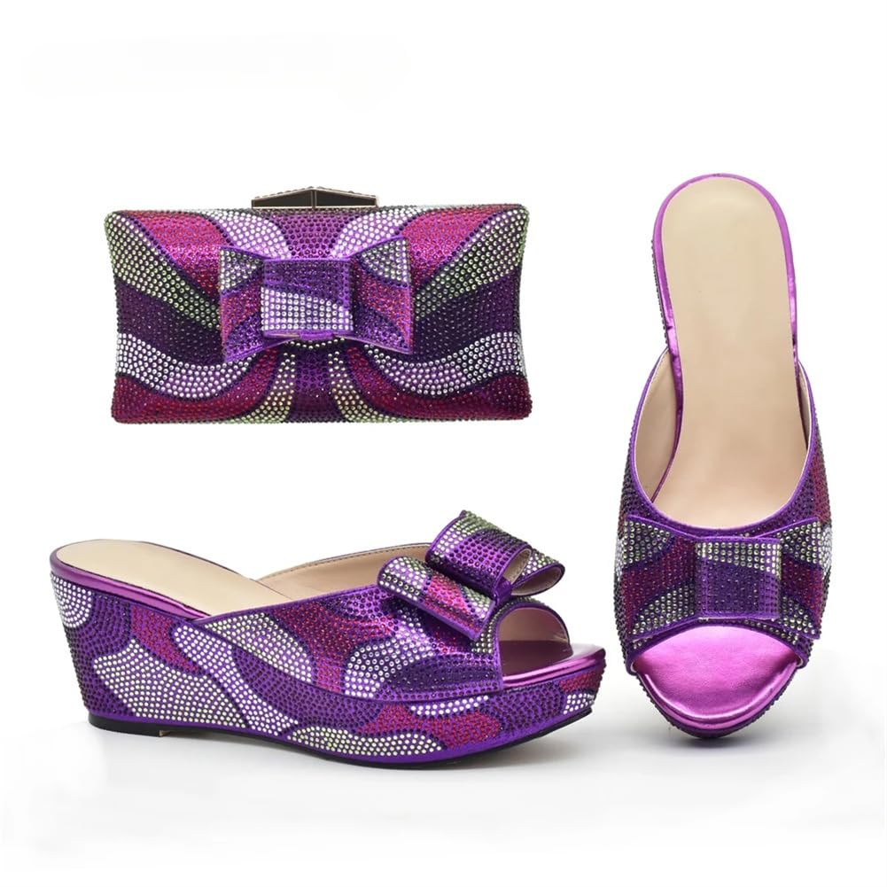 Set di scarpe e borsa coordinati da donna con strass e scarpe con tacco alto Italia e borsa