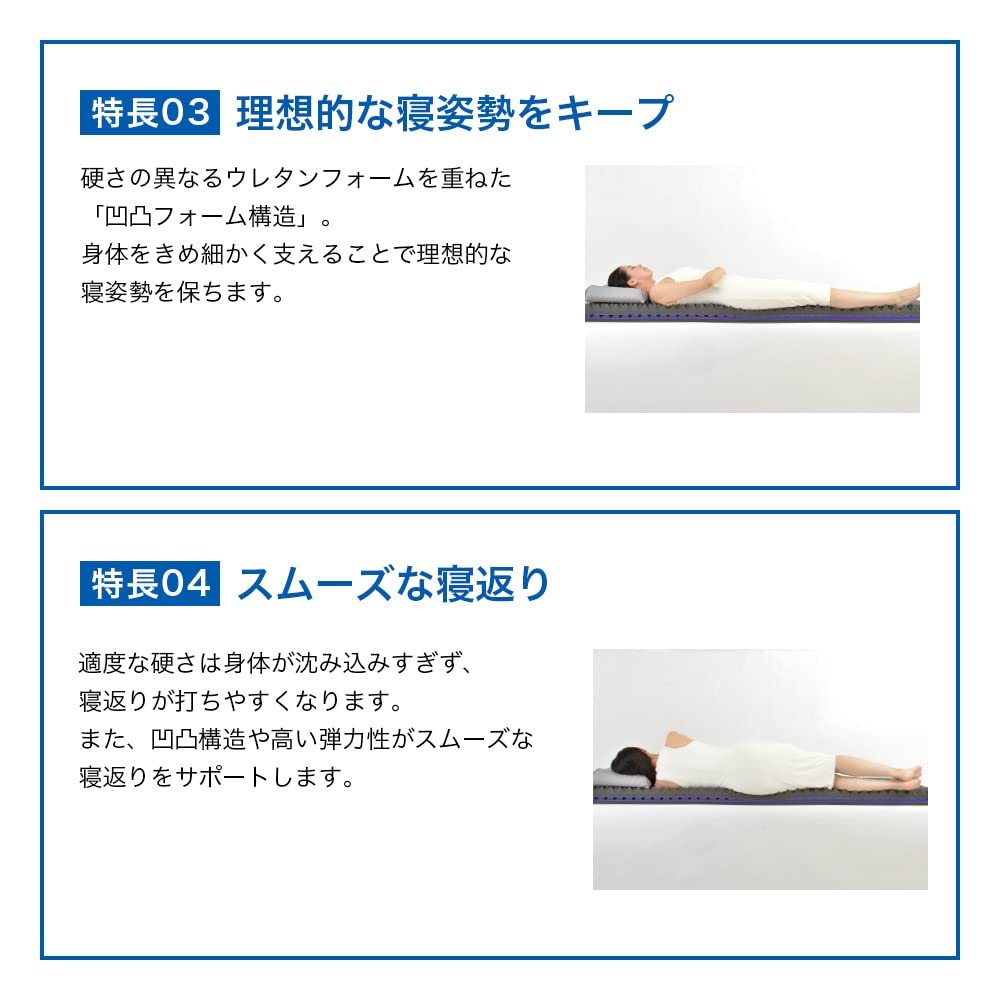 Amazon｜昭和西川 ムアツ マットレス 三つ折り 折り畳み 敷布団 凹凸 