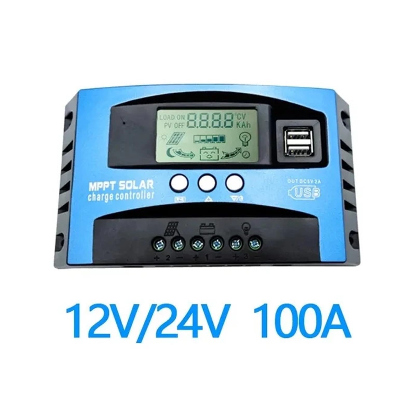 Sterownik ładowania solarnego, Regulator Ładowania Słonecznego MPPT 30A 50A 80A 100A Wyświetlacz LCD 12V 24V AUTO Podwójny USB Regulator Ładowania I Rozładowania Słonecznego(100A)