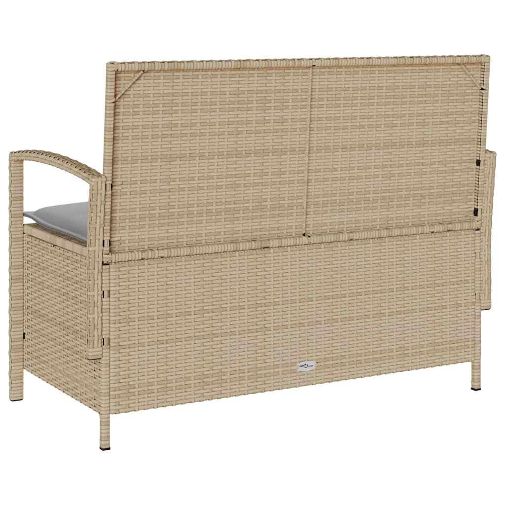 vidaXL Panca Portaoggetti da Giardino con Cuscino Beige in Polyrattan, Panca da Giardino
