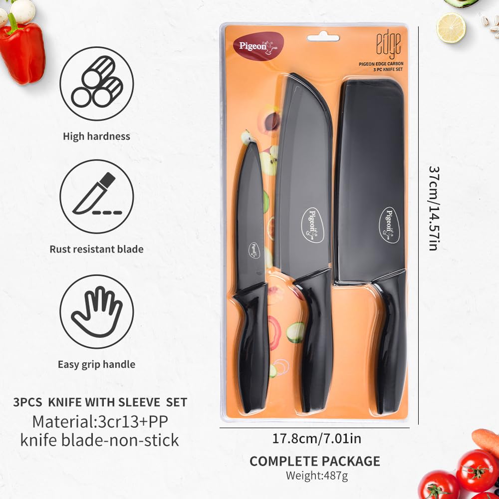 Pigeon by Stovekraft Edge High Grade Stainless Steel 3 Pcs Kitchen Knife Set