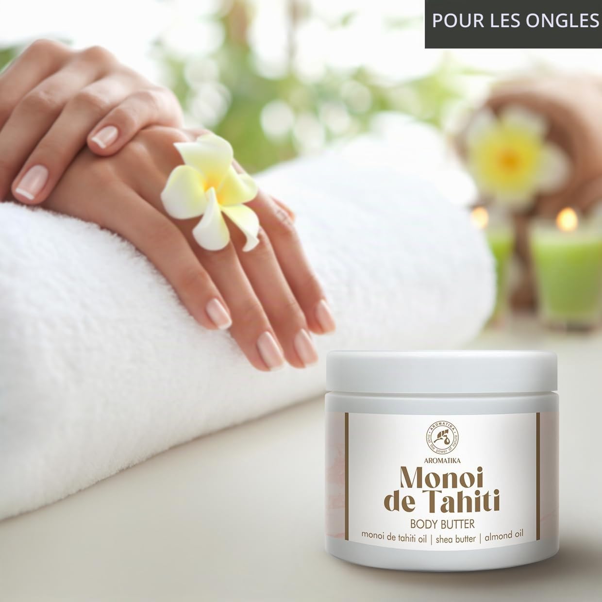 Beurre Corporel de Monoï de Tahiti 300 ml - Beurre Corporel Crème - Beurre à l'Huile de Monoï de Tahiti & Huile d'Amande - Beurre de Karité - Hydratant Corps - Soin de la Peau - Body Butter
