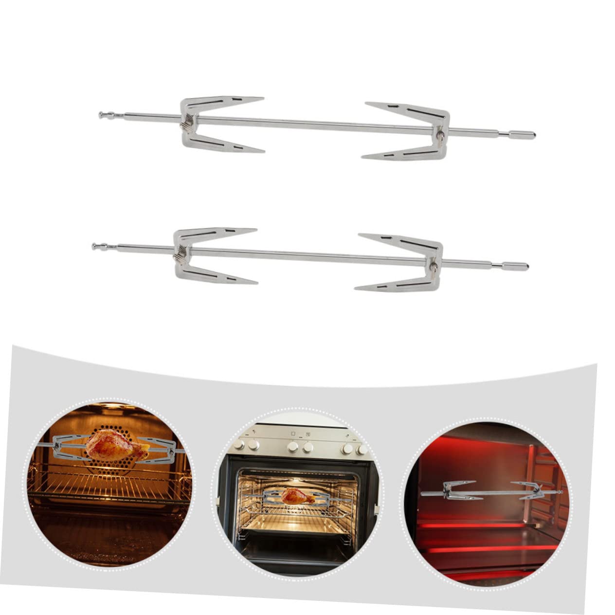 Yardwe 2 sets Kitchen Rotating Chicken Forks Stainless Steel Oven Accessory for Easy Insertion and Removal for Home Grilled Forks and Barbecue Parties