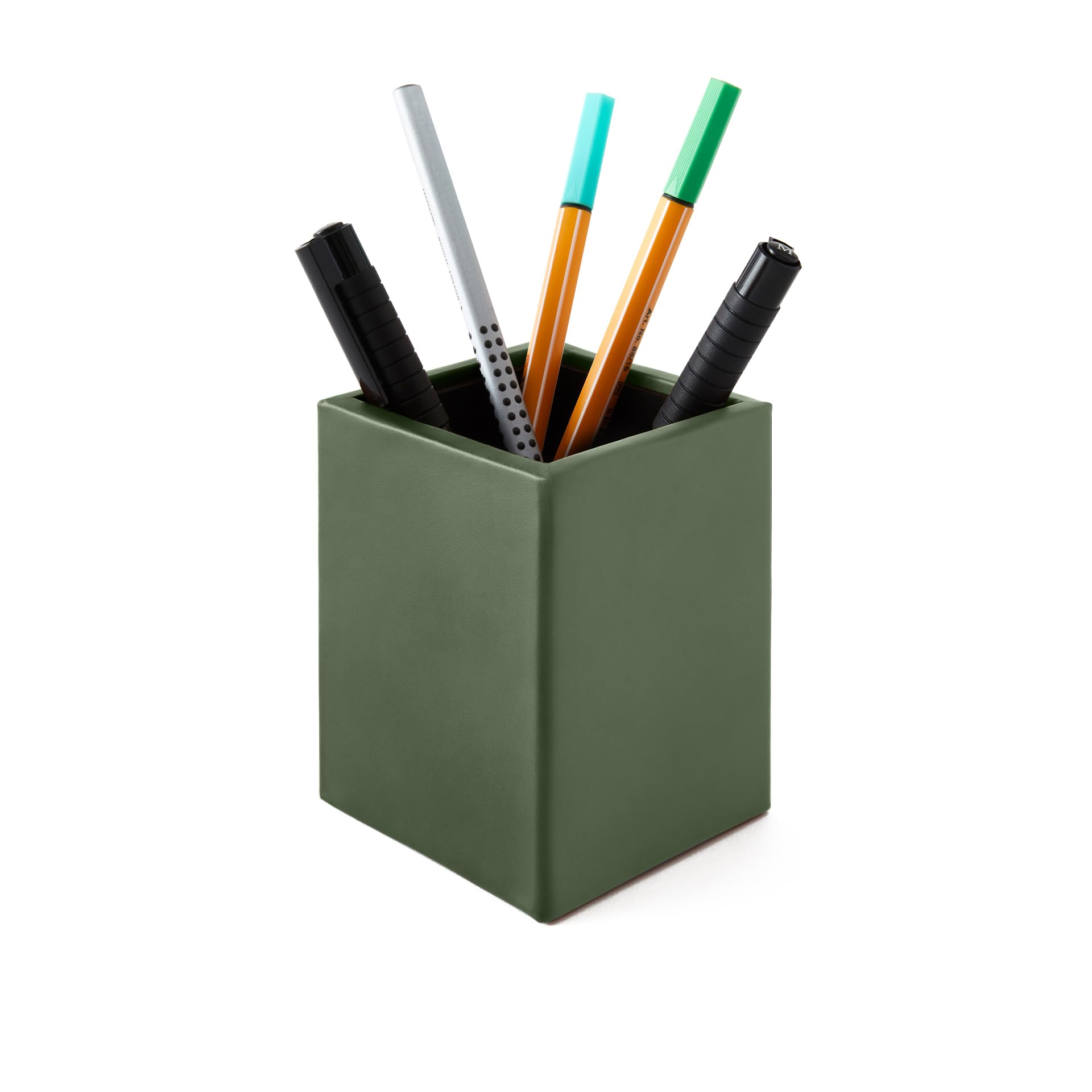 Eglooh - Minerva - Set Scrivania in Cuoio Verde - Set Accessori Ufficio Formato da 4 Pezzi: Svuotatasche, Portapenne, Porta Documenti, Porta Biglietti da Visita - Made in Italy