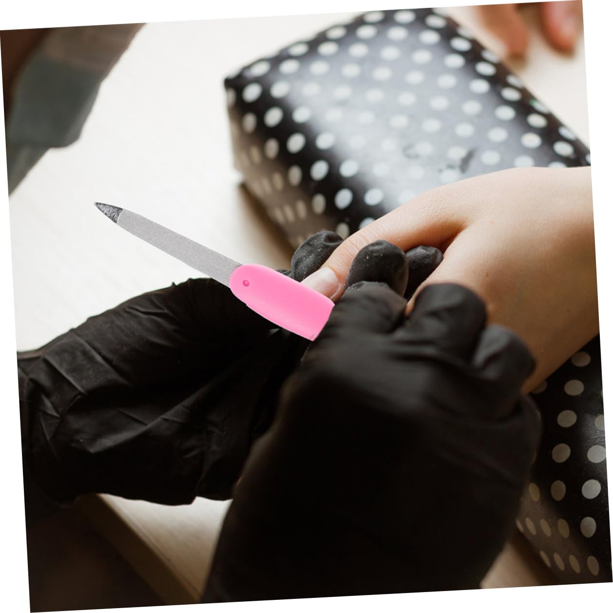 Alipis Set 8 Pezzi Limette per Unghie in Metallo e Abs Rosa, Design Pieghevole Portatile, Facili da Usare per Manicure Professionale e Uso Domestico
