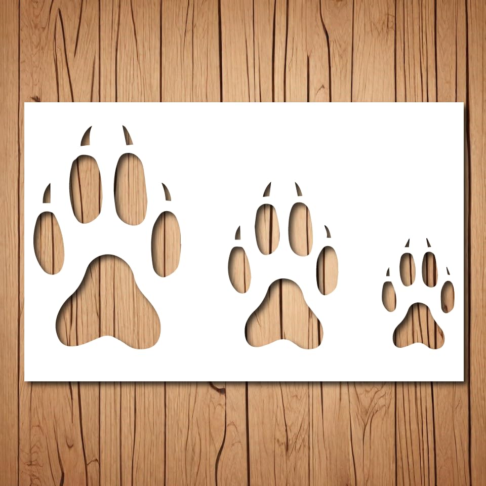 Wolf Paw Stencil | Reusable Dog Wolf Paw Print Stencils for Painting on Wood, Glass, Wall, Rock, Walls, Canvas, Glassware, Spray Painting, Airbrushing | Dog Paw Stencil Template (3"x 5")