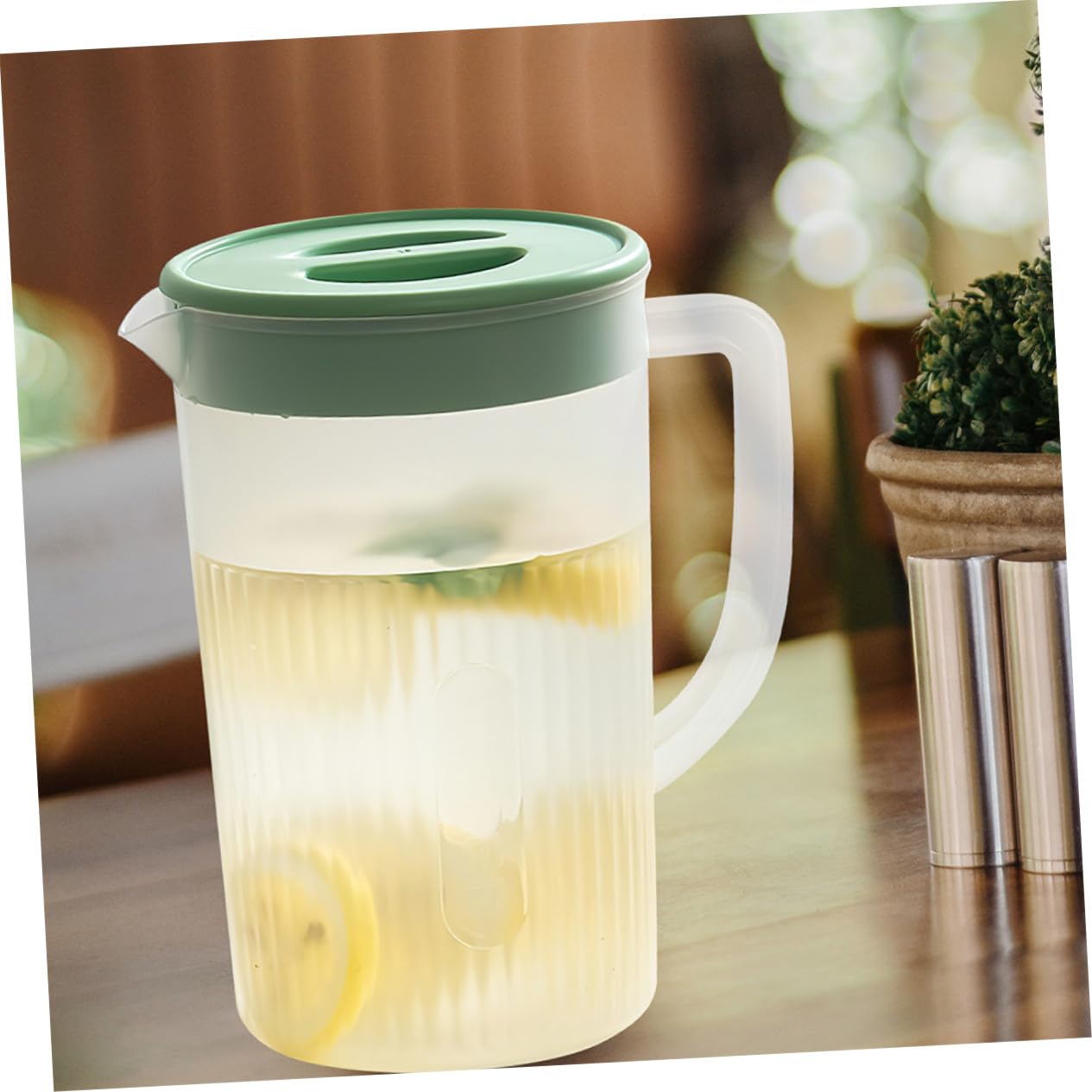 Gadpiparty 2piezas Jarra De Plástico Con Tapa y Vertedor Para Refrigerador Para Agua Fría Limonada Jugo y Bebidas Heladas Casa